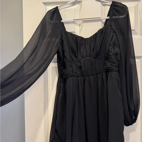 Express Black Long Sleeve Mini Babydoll Dress - Picture 3 of 5